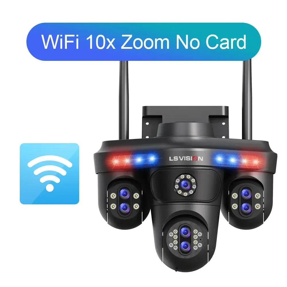LS VISION 35MP Vier Bildschirme WiFi IP Kamera 10X Zoom Outdoor Sieben Objektiv Drei PTZ Kameras Remote Rotation Auto Tracking CCTV Cam