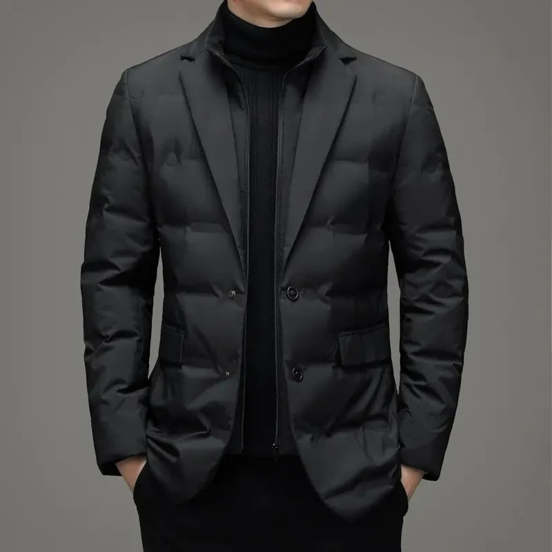 2025 Hochwertige Daunenjacke für Herren Winter Business Casual Mode Elegante Entendaunen Mittellange Daunenjacke