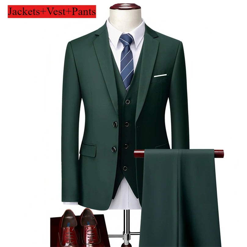 Klassische Hochzeit Smoking Casual Solide Anzüge Slim Fit 3/2 Stück Trauzeugen Anzug Männliche Formale Business Männer Kleidung