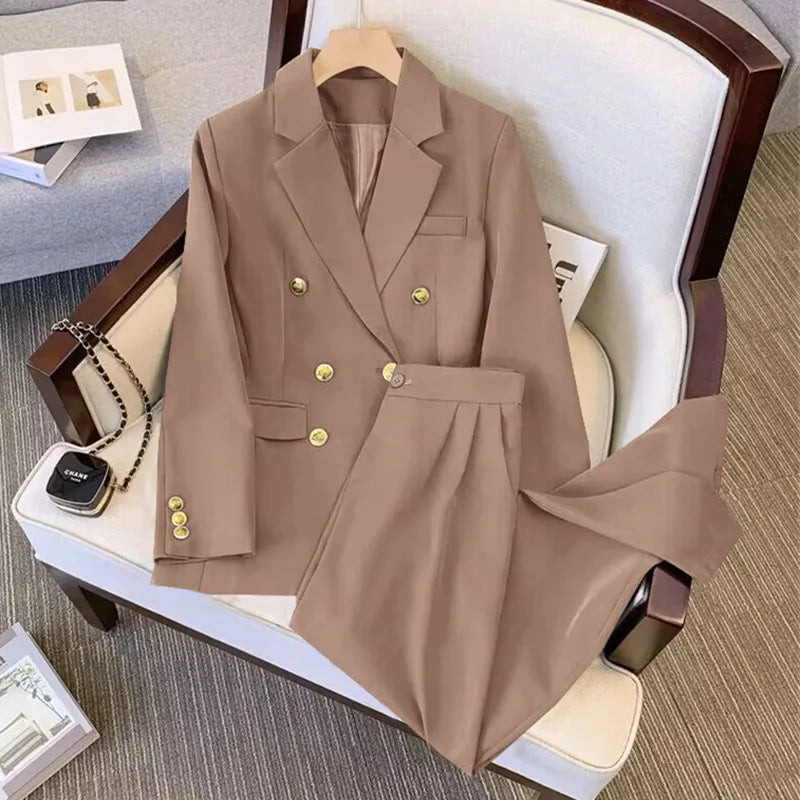 Herbst Zweiteiler für Damen 2026 Lässig Schick und Elegant Oberteile Mäntel Outfit Blazer Hosen Sets Damenanzug Kleidung
