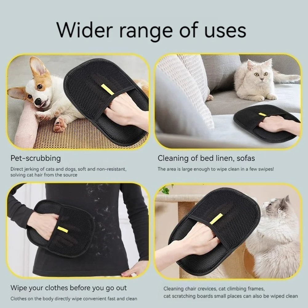 Tierhaar-Entferner-Handschuhe Doppelseitiger Tierfell-Entfernungs-Handschuh Wiederverwendbare Enthaarungsbürste für die Reinigung