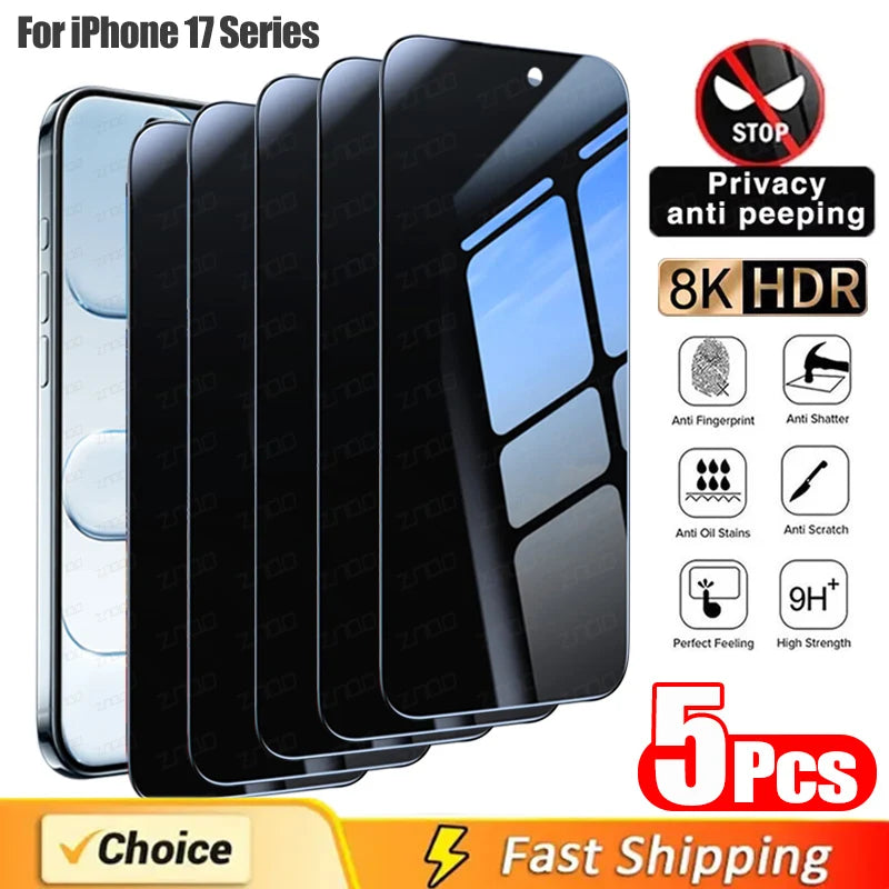 3/4/5 Stück Anti-Spy gehärtetes Glas für iPhone 17 Pro Max 17 Air Privacy Displayschutzfolien für iPhone 16 15 Plus 14 ProMax 16e