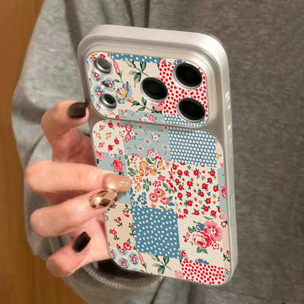 Blumen-Großfenster-Handyhülle für iPhone 17 Pro Max 15 14 11 13 16 12 mit Lanyard, stoßfeste Leder-Schutzhülle