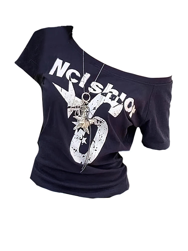 Y2k Sport Sommer Off schulter Top Frauen Sexy Vintage 2000s kurzarm T shirt Dame Körper Grundlegende Crop Top weibliche Casual