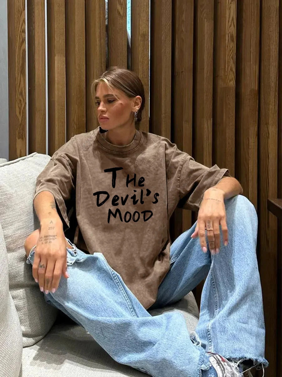 Rosa Brief Design Gewaschen T Shirt Frauen Vintage Baumwolle T-shirts Streetwear Weiche Mineral Tees Mädchen Lose Weibliche T Tops Y2k