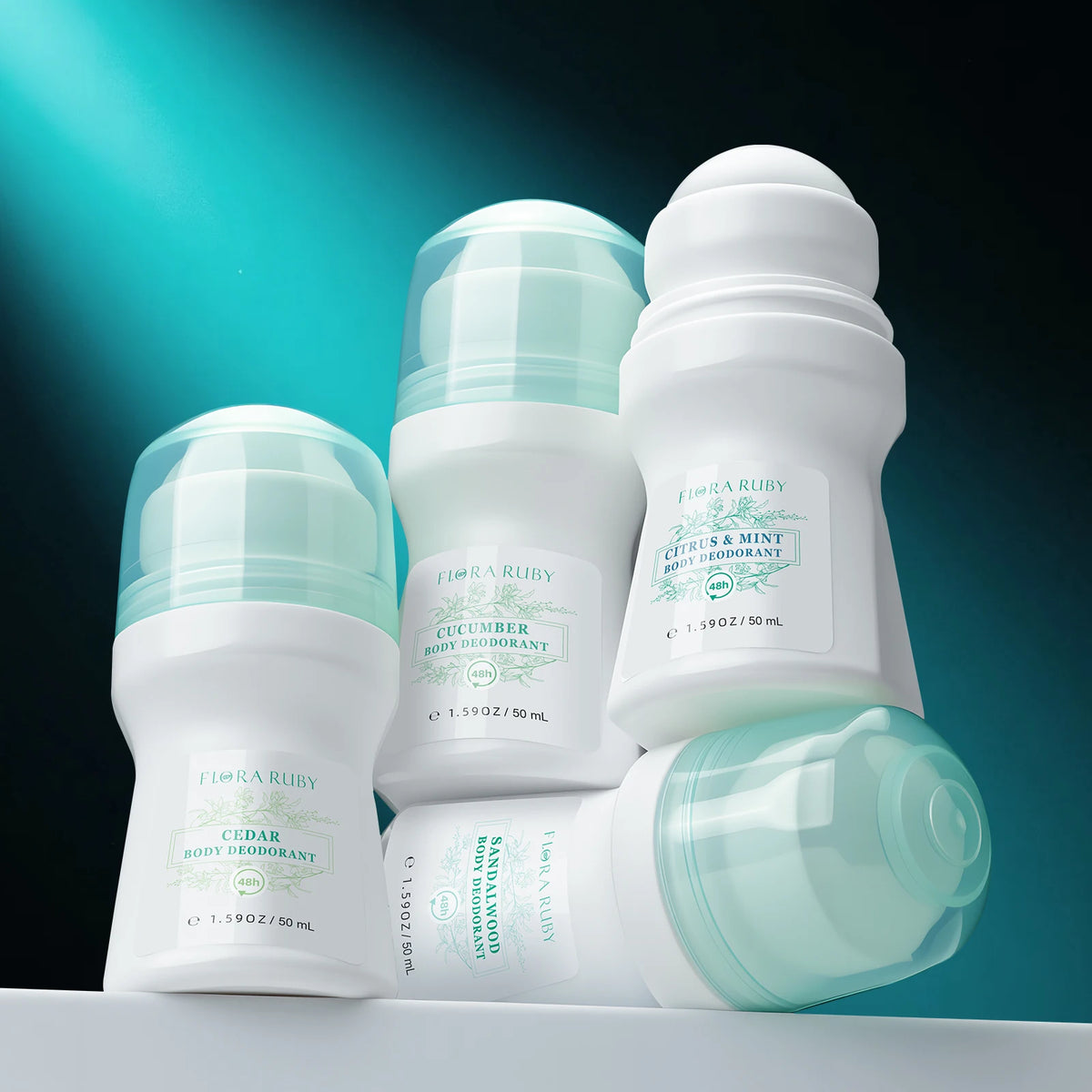 Flora Ruby Light Green Serie Deodorant Roll-On für Frauen und Männer Allzweck-Deodorant Aluminiumfrei Leicht zu Transportieren