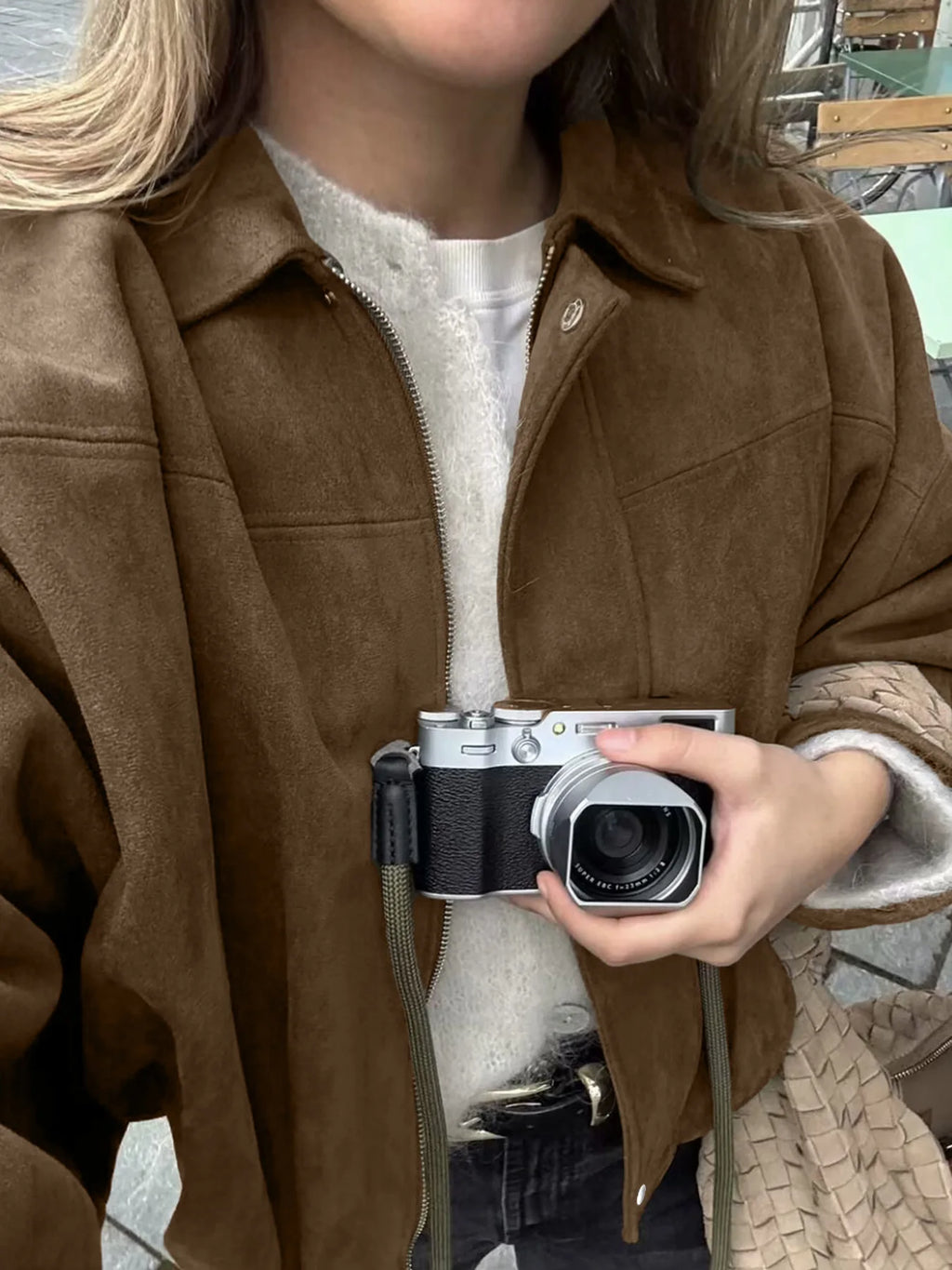 2026 Damen Mode Locker Geschnittene Cargo-Jacke mit Reißverschluss und Fallschulter, Lässiges Oberteil