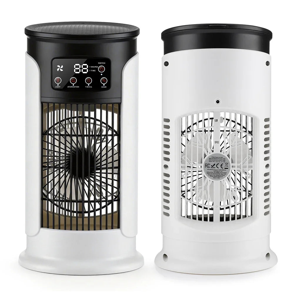 Mini-Ventilator, tragbare USB-Klimaanlage für Zuhause, Büro, Kaltluft-Kühlventilator, Luftbefeuchter, LED-Nachtlicht, 6-stufiger leiser Ventilator