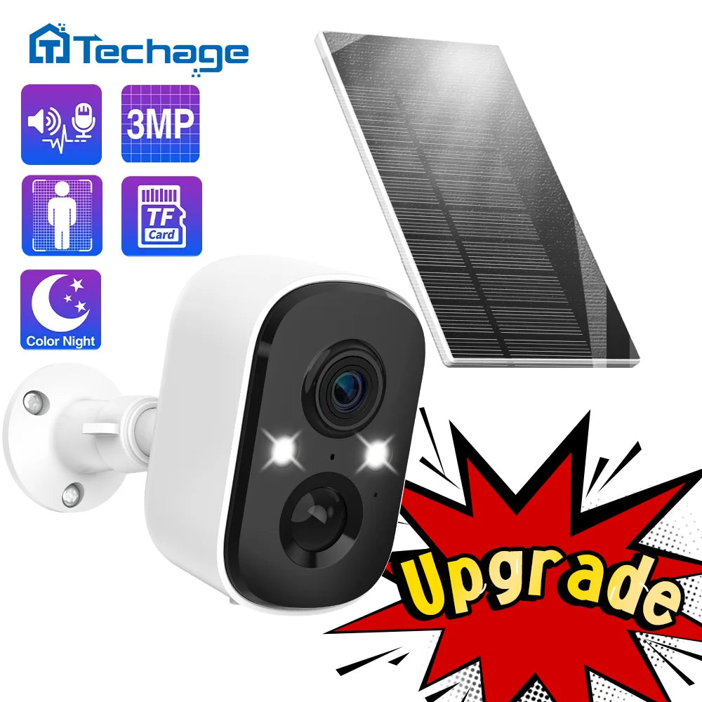 Techage 3MP Wireless Solar Battery Kamera Aufladen Sicherheit WiFi PIR IP Kamera Zwei-wege Audio Menschliche Erkennung Unterstützung Alex