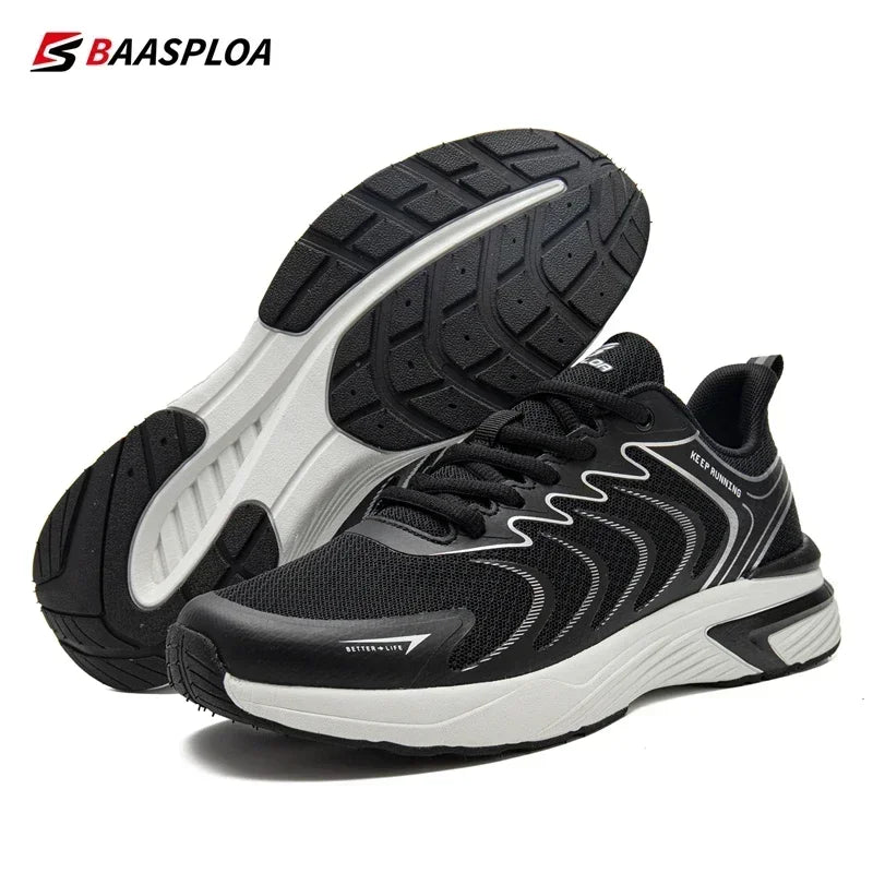 Baasploa Herren-Laufschuhe, neue leichte Mesh-Sportschuhe, atmungsaktiv, modisch, bequem, Freizeitschuhe, rutschfest, zum Gehen