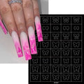 24 Muster Airbrush-Schablonen, Nagelkunst-Aufkleber, hohler Schmetterling/Blume/Schleife/Französische Liniendruckschablonen, Nagelaufkleber, DIY-Werkzeuge