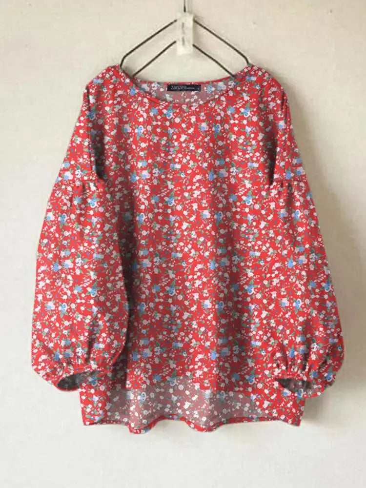 2024 Zanzea Herbst Frühling Blusen Frauen elegante Langarm Arbeits hemd Bohemian o Hals lose Blusas Frau Blumen bedruckte Tops