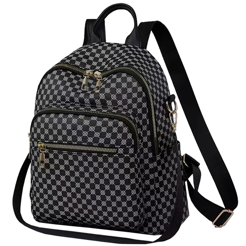 Alltagsrucksack mit Gittermuster aus PU-Leder, Modischer Mehrzweck-Tagesrucksack, Klassischer Retro-Ton für Damen, Alltägliche Outdoor-Ausflüge