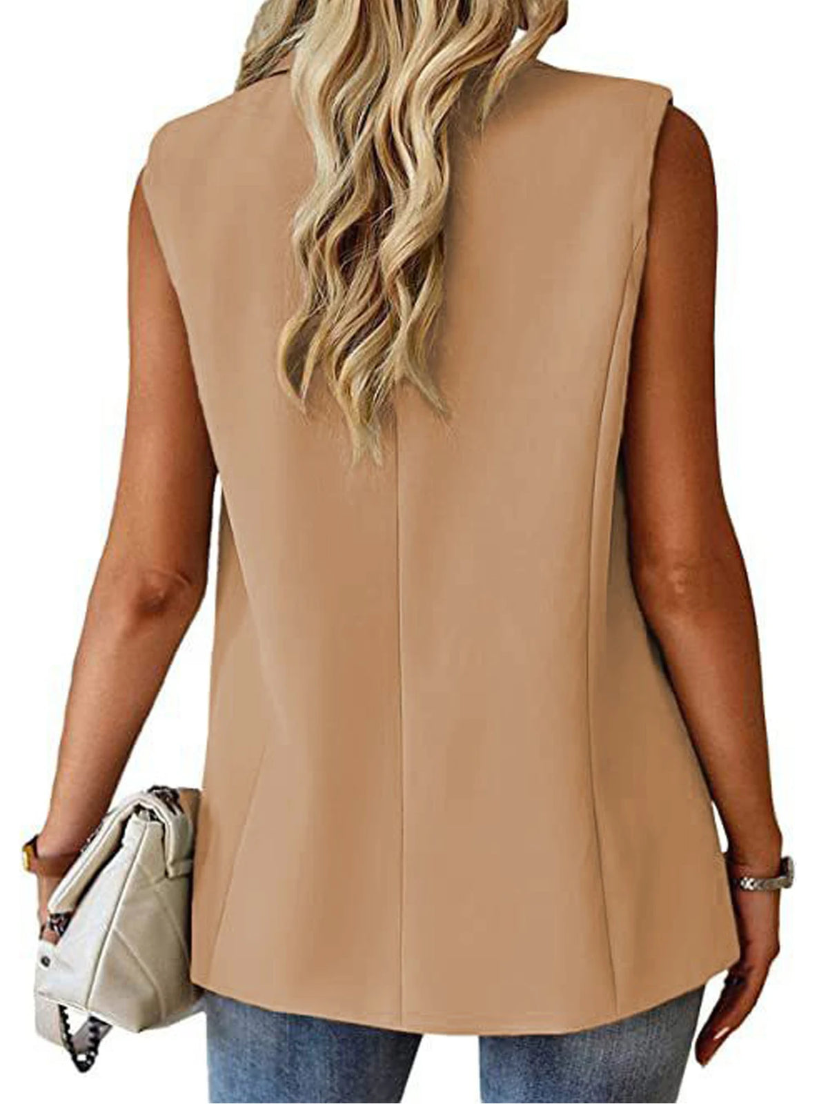 2025, ärmellose Blazer-Weste für Damen, lässige Büroweste, schmale Passform, Frühlings- und Sommer-Cardigan, Top, elegante Arbeitskleidung, Jacke