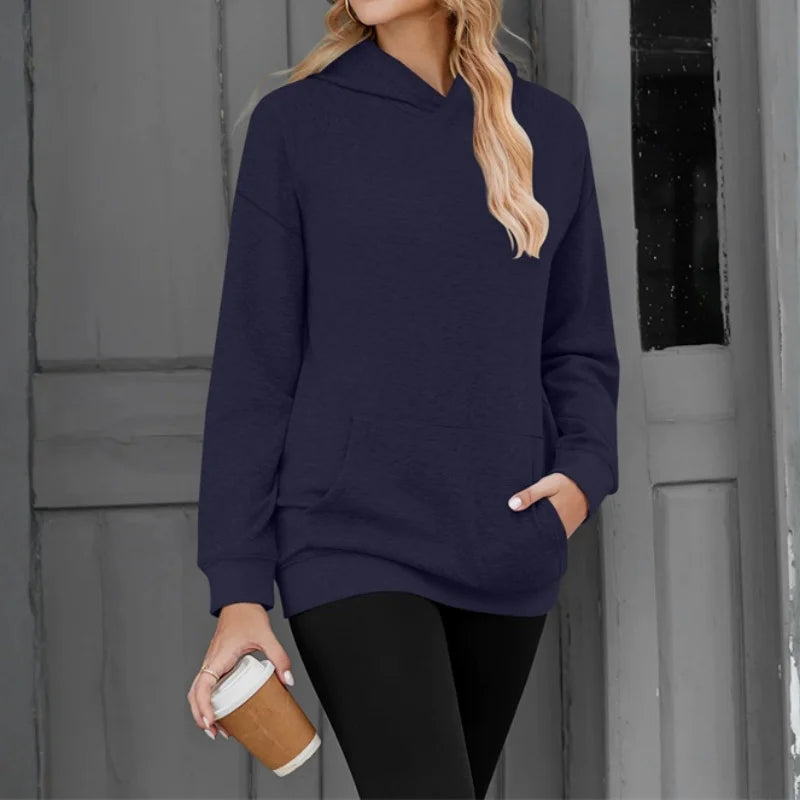 2026 NEU Damen Kapuzenpullover Locker Lässiger Sweatshirt mit Fallschulter-Ärmeln Frühling Herbst Outdoor Damen-Sweatshirt