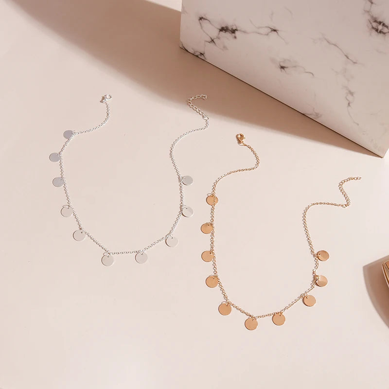 Neue Gold Farbe Pailletten Münzen Anhänger Halskette für Frauen Böhmischen Choker Halsketten Damen Hals Kurze Kette Collares Schmuck Geschenke