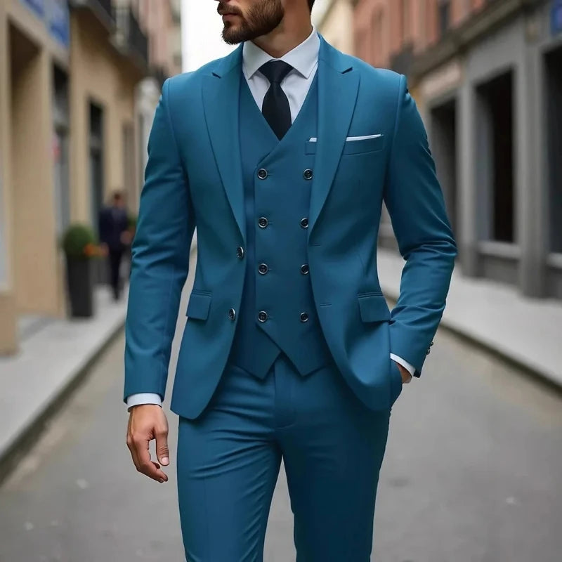 Klassische Hochzeitsanzüge Slim Fit für Bräutigam 3-teiliger Anzug für Trauzeugen Formelle Herrenanzüge für Geschäftsanlässe (Jacke+Weste+Hose)