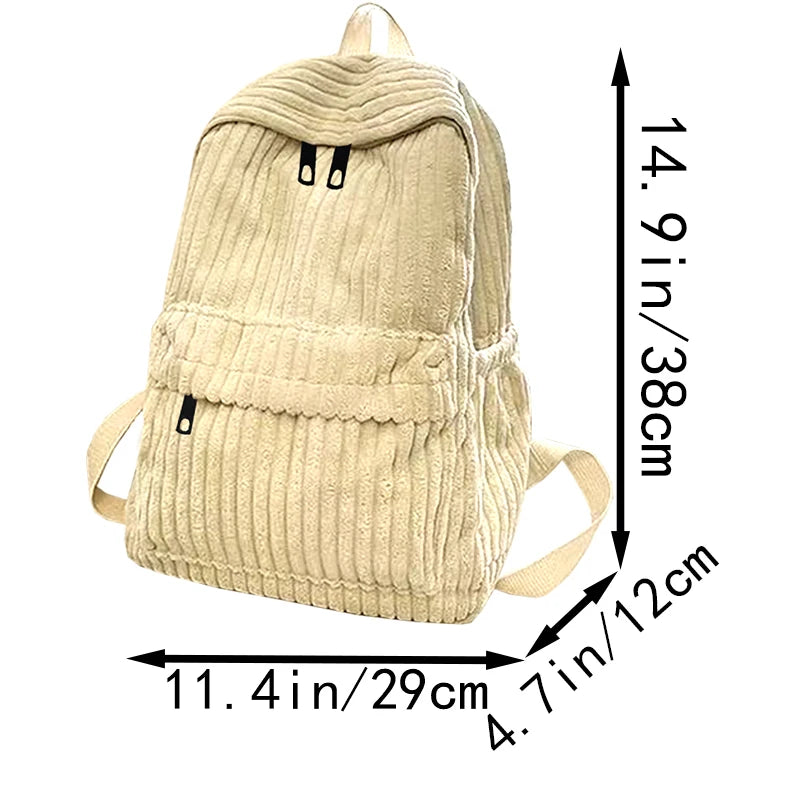 Schicker Vintage-Cord-Rucksack, Langlebiger Leichter Rucksack mit Komfortablen Gepolsterten Trägern für Campus, Pendeln und Wochenendausflüge