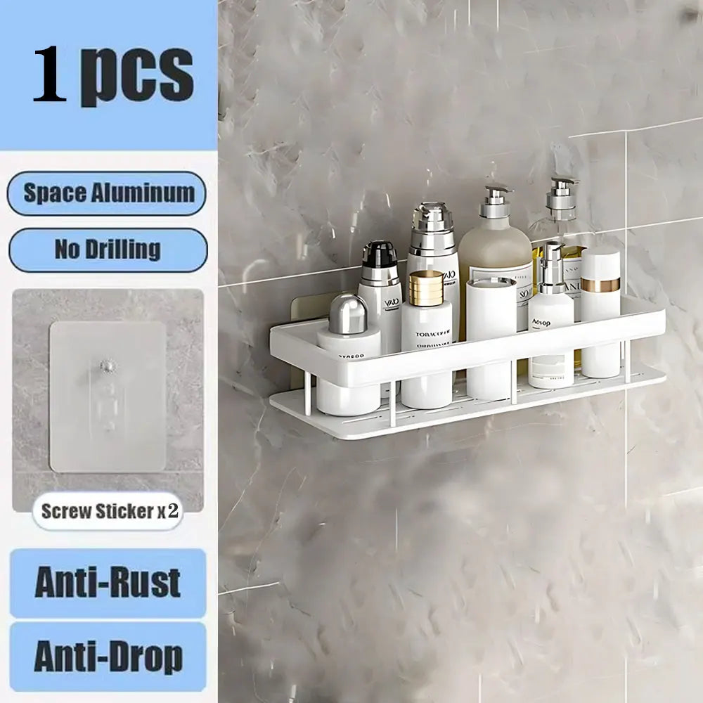 Bad Regal Kein Bohren Wand Montiert Shampoo Flasche Dusche Ecke Rack Wc Lagerung Rack Aluminium Bad Küche Zubehör