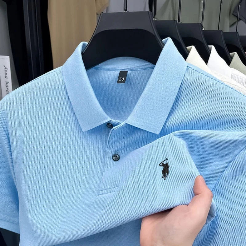 100% reine Baumwolle, hochwertiges Marken-Herren-Poloshirt mit kurzen Ärmeln, Sommer 2026, luxuriöses Mode-Golf-Oberteil mit Pony-Stickerei, lässiges T-Shirt