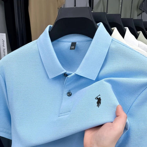100% reine Baumwolle, hochwertiges Marken-Herren-Poloshirt mit kurzen Ärmeln, Sommer 2026, luxuriöses Mode-Golf-Oberteil mit Pony-Stickerei, lässiges T-Shirt