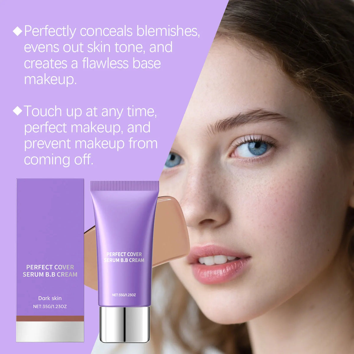 BB Cream Foundation Perfect Cover Concealer Wasserdichter Hyaluronsäure Farbkorrigierende CC-Creme Aufhellende Basis-Make-up-Grundierung