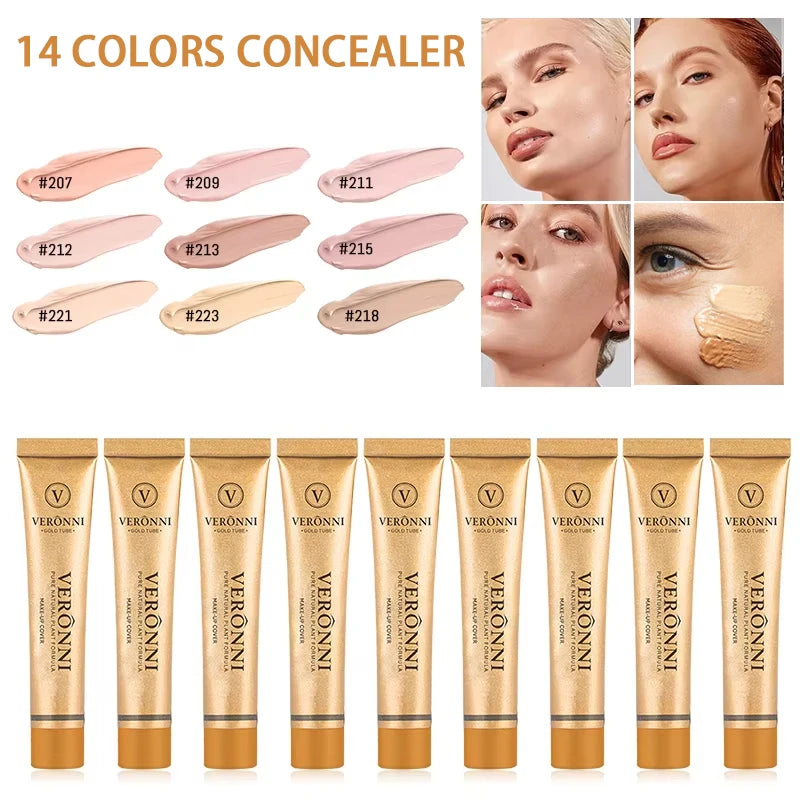 14-farbige Concealer-Creme mit vollständiger Abdeckung, Make-up-Concealer-Foundation, matte, langanhaltende Ölkontrollkosmetik für Akne und Augenringe