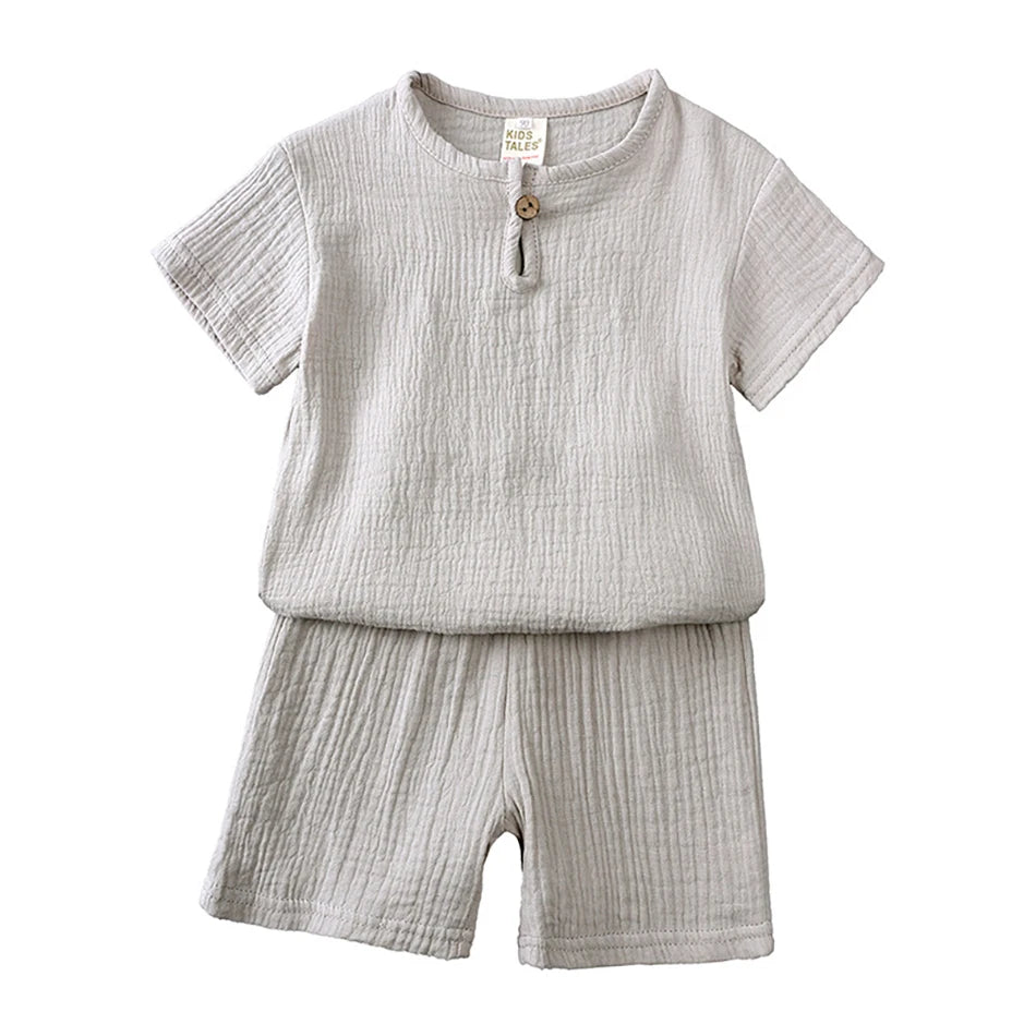 2-8 Jahre Kinder Freizeit anzug Baby Musselin T-Shirt und Shorts Mädchen blau grün weiß Tops und Hosen Sommer 2 Stück Kleidungs set