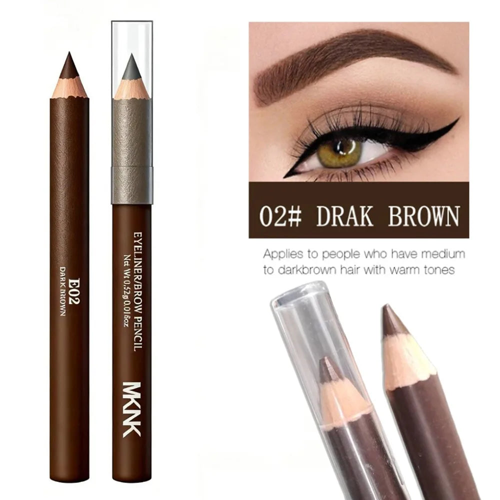 3 Farben Holz 2-in-1 Augenbrauen- & Eyeliner-Stift, Wasserfester Langanhaltender Dual-Use-Stift, Natürlicher Augen-Make-up-Stift