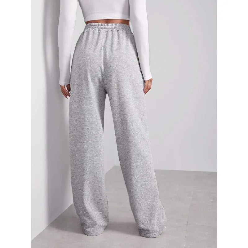 Plus Size Damen-Jogginghose mit hoher Taille, gerade, einfarbig, lässig, vielseitige Hose, modische, lässige Sporthose