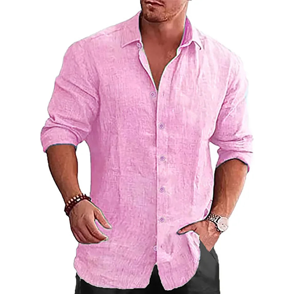 Männer Langarm Hemd Anzug Casual Einfachen Stil Revers Kragen Leichte Atmungsaktive Outfit Männliche Mode Sets Frühling Sommer