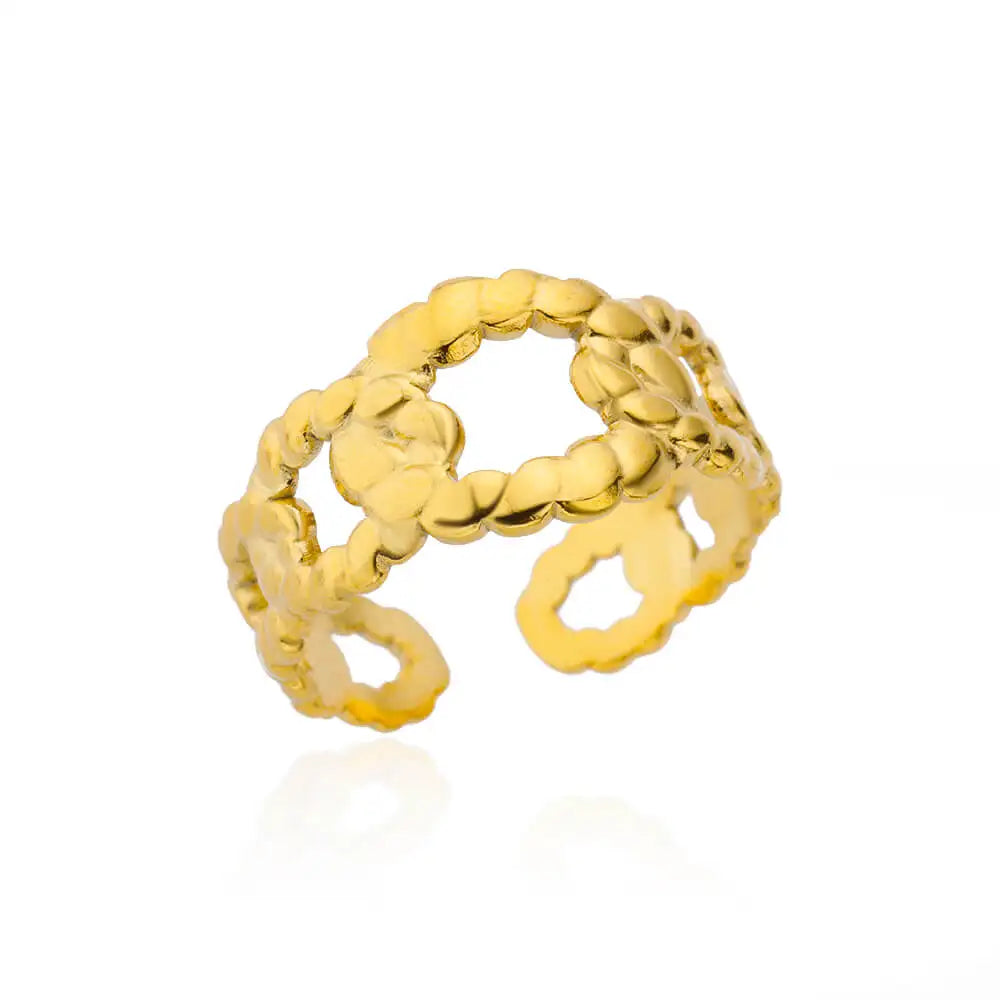 Edelstahl Ringe für Frauen Gold Farbe Unregelmäßige Geometrische Offenen Ring Vintage Wasserdicht Hochzeit Schmuck Teil Zubehör Gif
