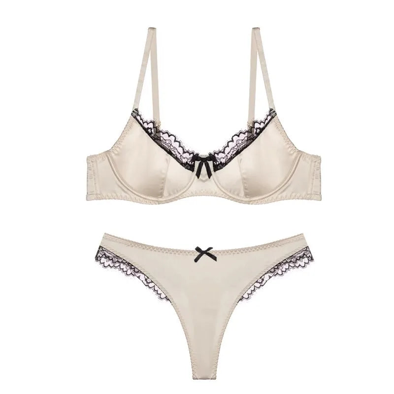 French Sexiness Red Wedding Night Dessous BH-Set Jahr Spitzen-Bralette, dünn, verstellbar und gerafft für kleine Brust