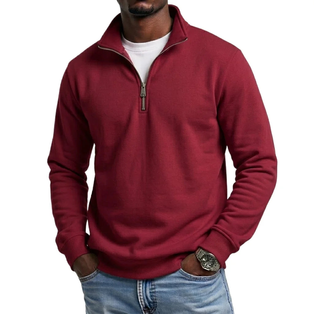 Outdoor Herren Reißverschluss-Sweatshirts Frühling Viertel-Zip Pullover Halb-Reißverschluss Kapuzenpullover für Männer Gym Herbst Einfarbiger Herren-Sweatshirt-Mantel
