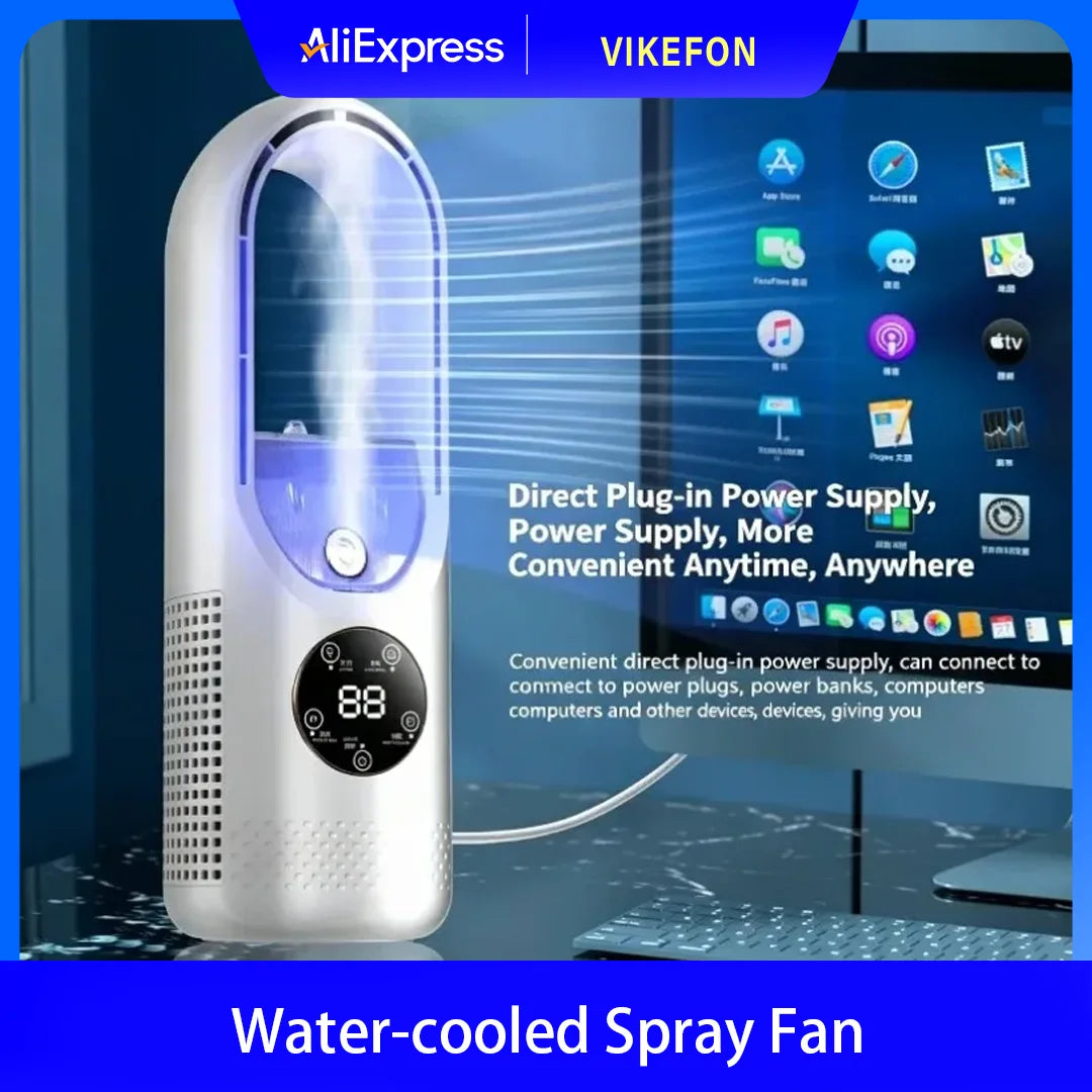 Geräuschloser Desktop-Kühlungs-Luftbefeuchter mit LED-Anzeige, 100ml Top-Fill Wassertank, Mehrfach-Geschwindigkeitsstufen, Timer, Weitwinkel-Luftkühler, USB-betrieben
