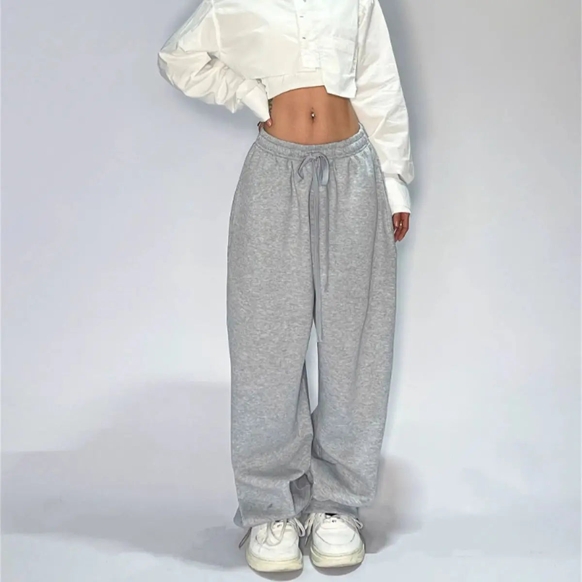 Casual Solide Jogginghose Für Frauen Hohe Taille Spitze Up Lose Jogger Hose Klassische Baggy Streetwear Weibliche Sport Tanz Hose Y2K