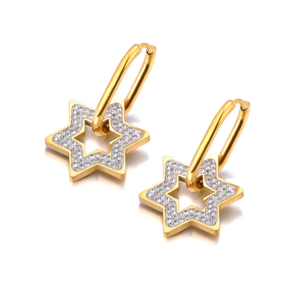 JeeMango Luxuriöse romantische Liebes-Herz-Creolen für Damen, Edelstahl, Zinkon-Kristall, Hochzeit, Brautohrringe, Schmuck E26036
