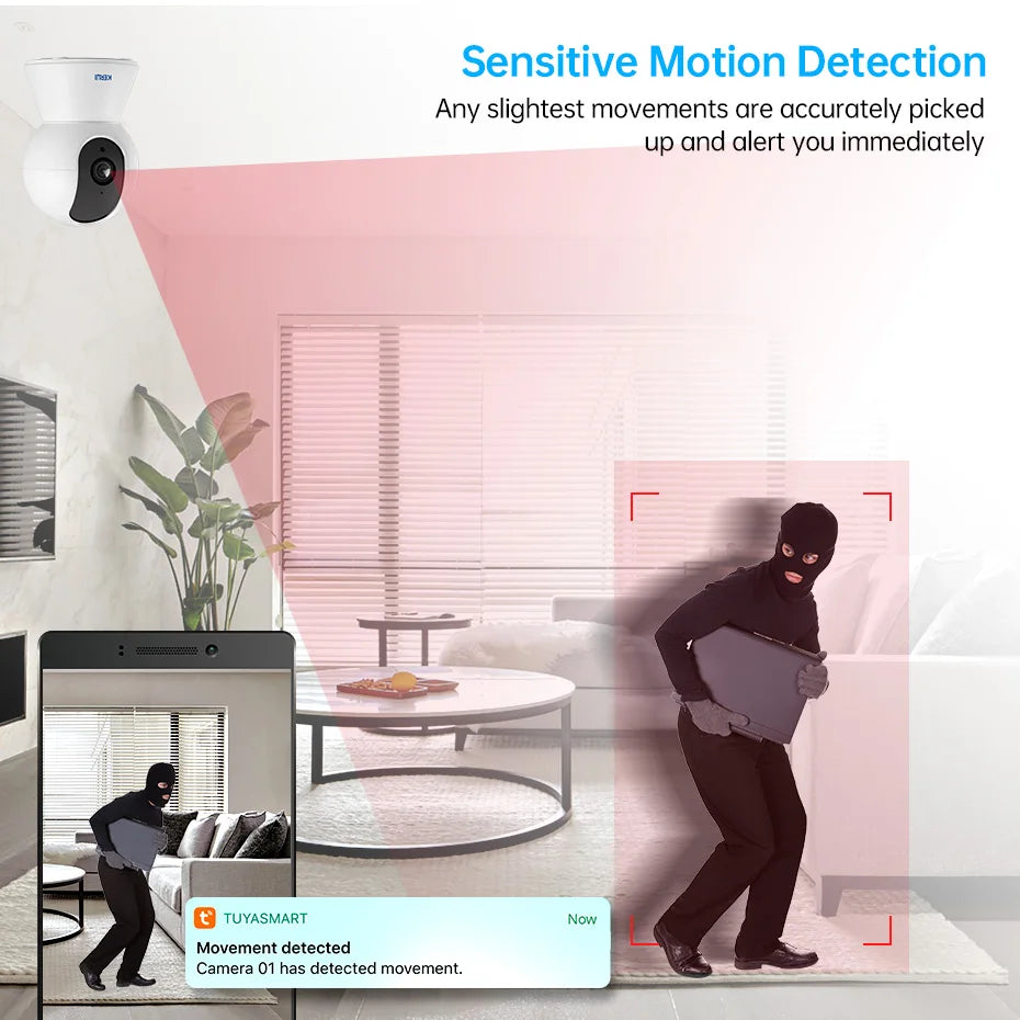KERUI 5MP 4K WLAN-IP-Kamera Kompatibel mit Tuya Kabellose Smart Home Sicherheitskamera für Innenräume mit Menschenerkennung und Automatischer Verfolgung