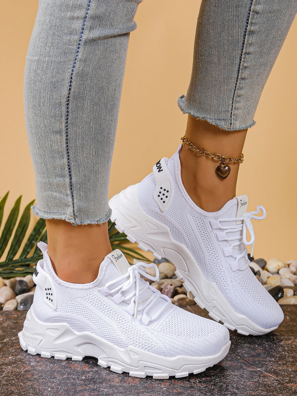 Freizeitschuhe für Damen, trendig und vielseitig, Mesh, atmungsaktiv, weiche Sohle, Schnür-Freizeitsportschuhe