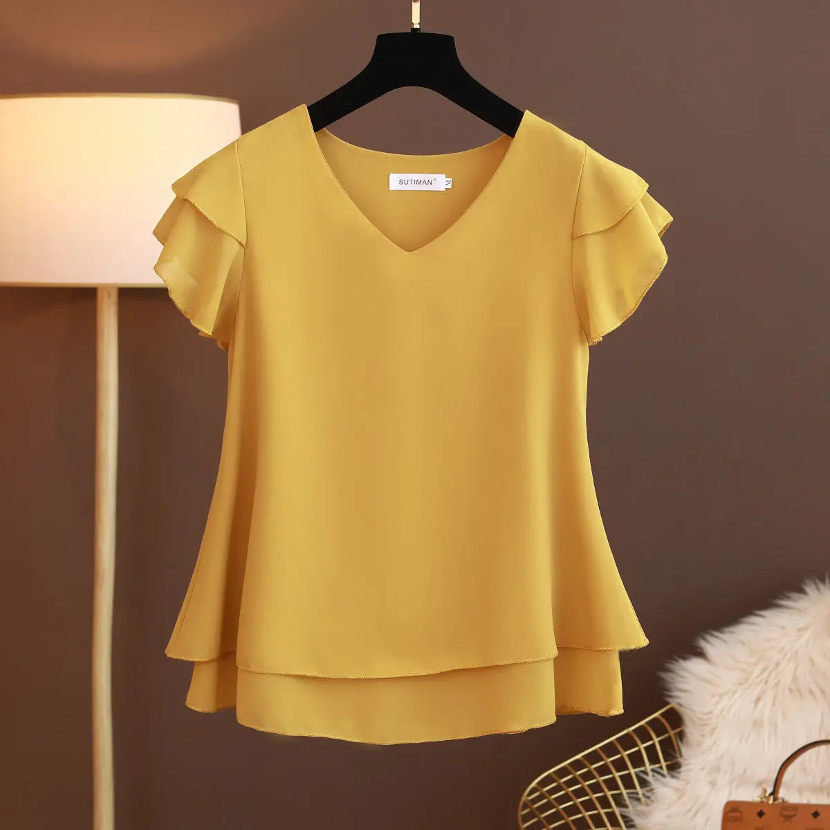 2026 sommer Neue Frauen Bluse V-ausschnitt Chiffon Hemd Lose Weibliche Kurzarm Bluse Übergroßen Shirts Frauen Tops Blusas Mujer De
