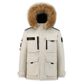 -30 Grad Daunenparkas für Herren, winddicht, mit Kapuze, verdickt, mehrere Taschen, Daunenmantel, lässig, modisch, dick, warm, besticktes Design, Parka