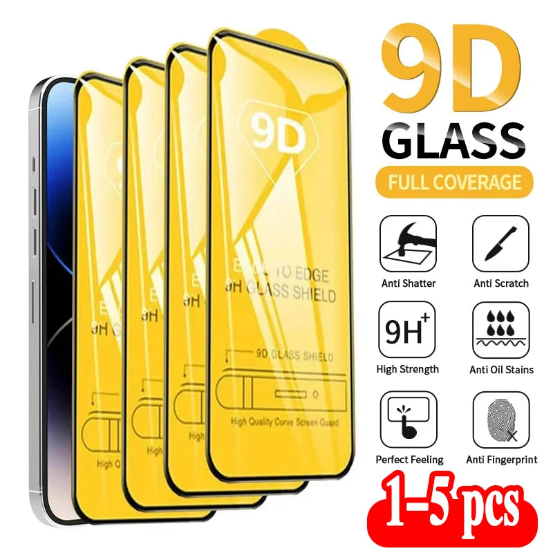 1-5PCS 9D Schutzglas für Samsung A57 A56 A55 A54 A37 A36 A35 A17 A16 A15 A53 A52 A35 A14 A13 Kratzfester Displayschutz