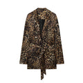 MUJER Blazer mit Leopardenmuster, Damen-Outfit, gerades Bein, Hosen-Sets für Damen, 2-teilig, Jacquard-Büro-Blazer, Damen-Hosenanzug