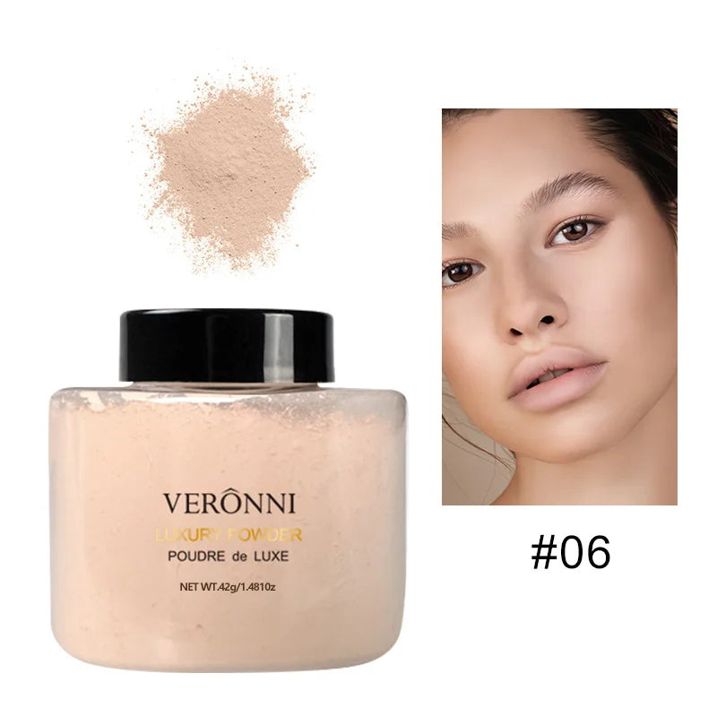 6-Farben-Bananen-Luxuspuder für Frauen, Gesichtsgrundierung, Bananenpulver, Flaschen, loses Pulver, authentisches Ölkontroll-Schönheits-Make-up