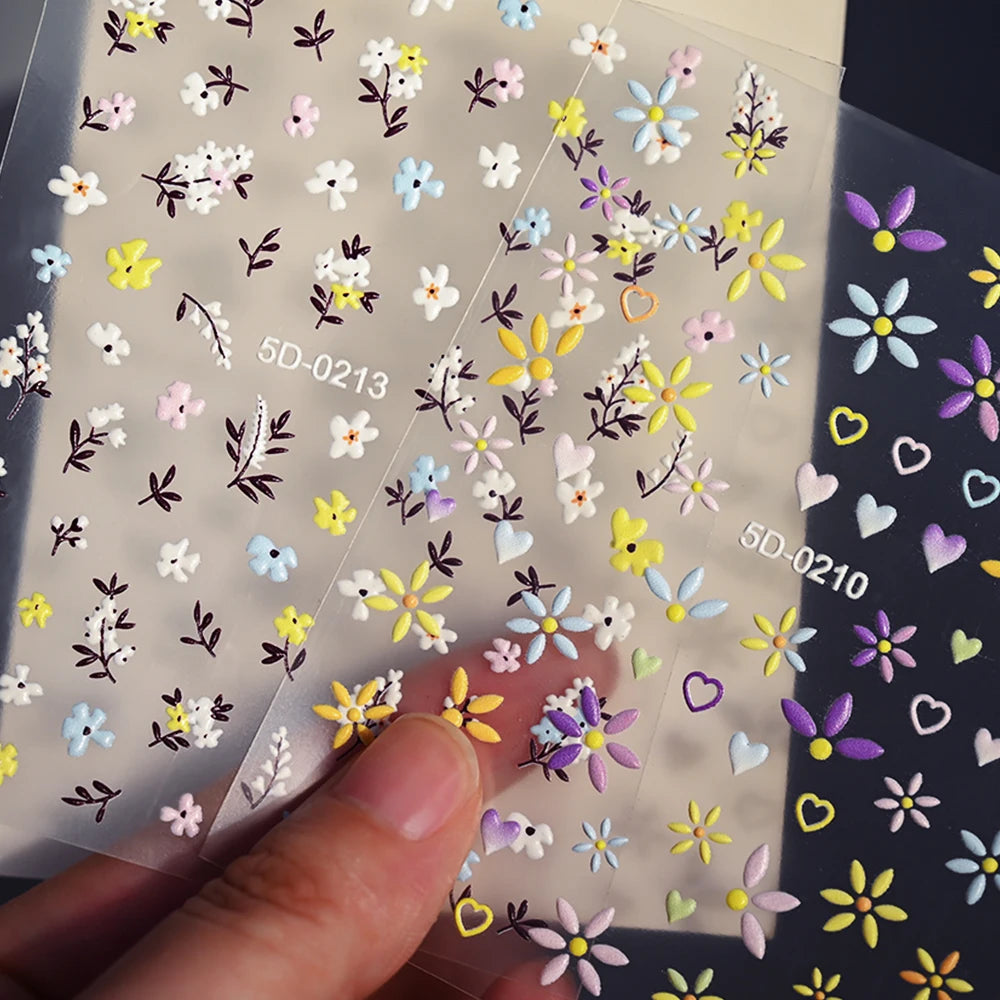 5d exquisite Gänseblümchen Nagel Aufkleber 1 Blatt bunte Blumen Nagel Aufkleber 8*10cm selbst klebende luxuriöse Gänseblümchen Nail Art Aufkleber Dekor 9 #