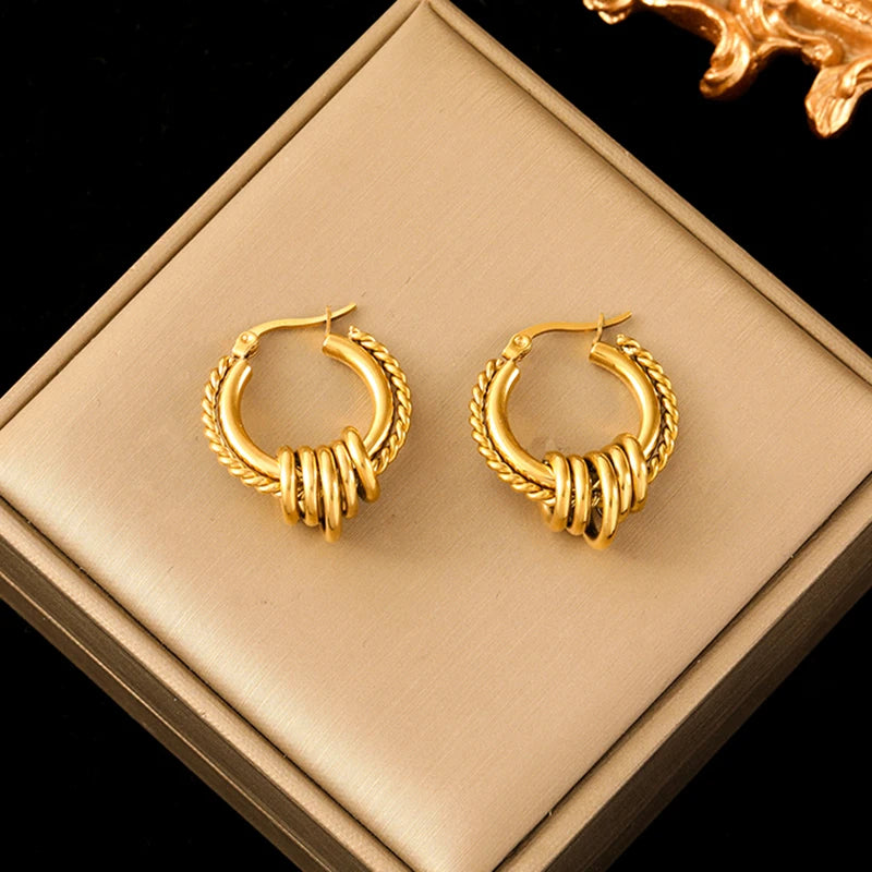 EILIECK 316L Edelstahl Metall Gold Farbe Hoop Ohrringe Für Frauen Trendy Hochwertige Wasserdichte Ohr Clips Schmuck Geschenk