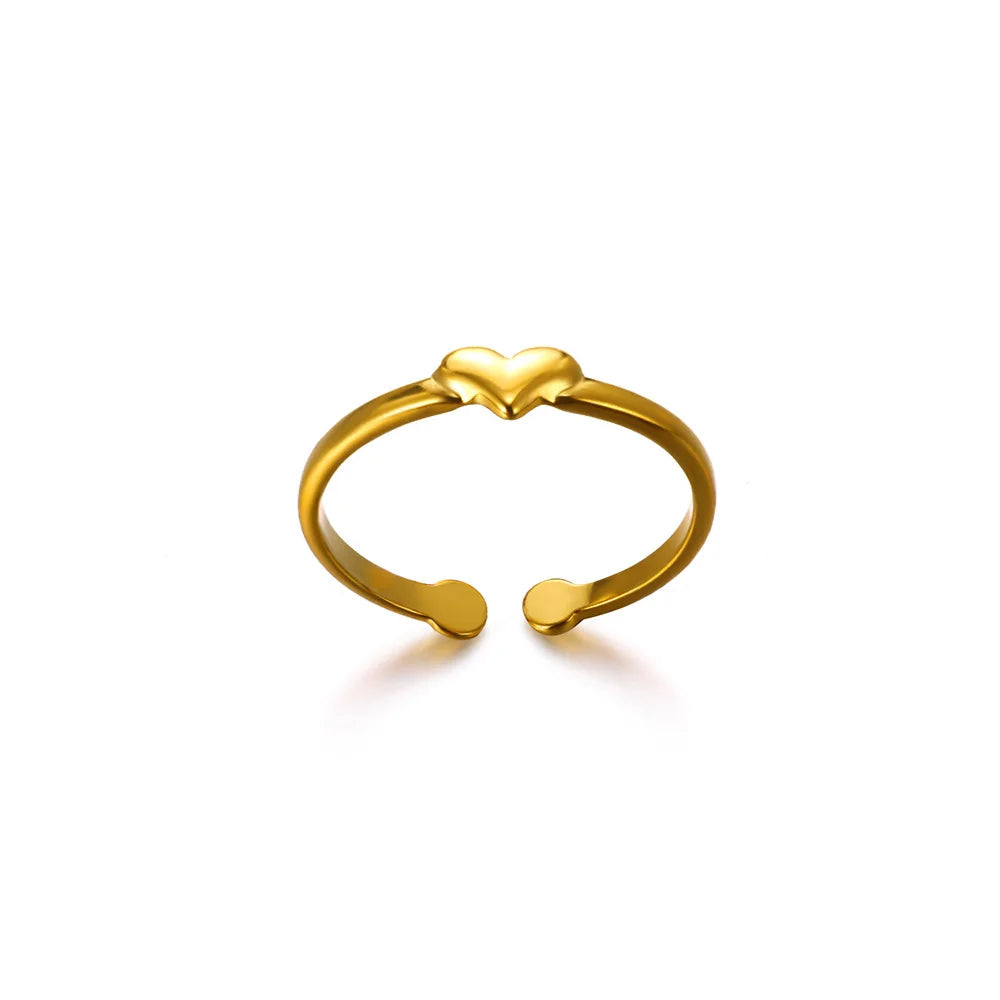 Minimalistische offene Schlangenringe aus Edelstahl, goldfarben, herzförmig, verstellbare Ringe, klassischer Partyschmuck, kostenloser Versand