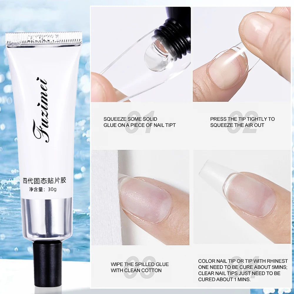 30 g ultrastarker Nagelspitzenkleber, schnell trocknender Gelkleber für transparente Spitzen und künstliche Nägel, UV-/LED-Härtung für Nageldesign