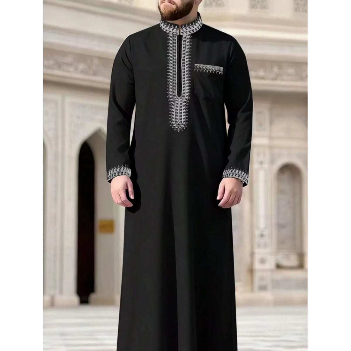 Eid Al Fitr Herren Langes Gewand Traditionelles Nahöstliches Muslimisches Lässiges Locker Sitzendes Hochwertiges Elegantes Retro-Kapuzenkleid für Männer