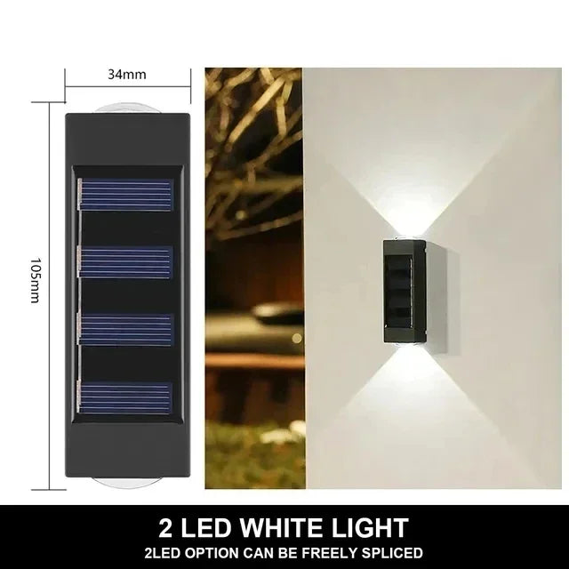 Solar-Außenwandleuchte, 12 LEDs, wasserdicht, Gartenleuchte, Hofbalustrade, dekorative Atmosphärenlampe, nach unten leuchtende Solarlampe
